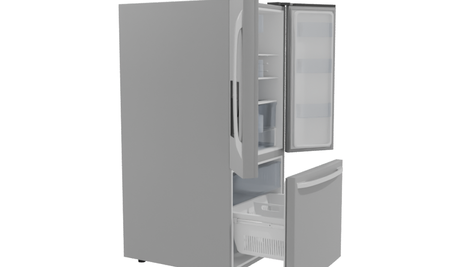Modern French Door Refrigerator Model - Professional 3D Model Render 9