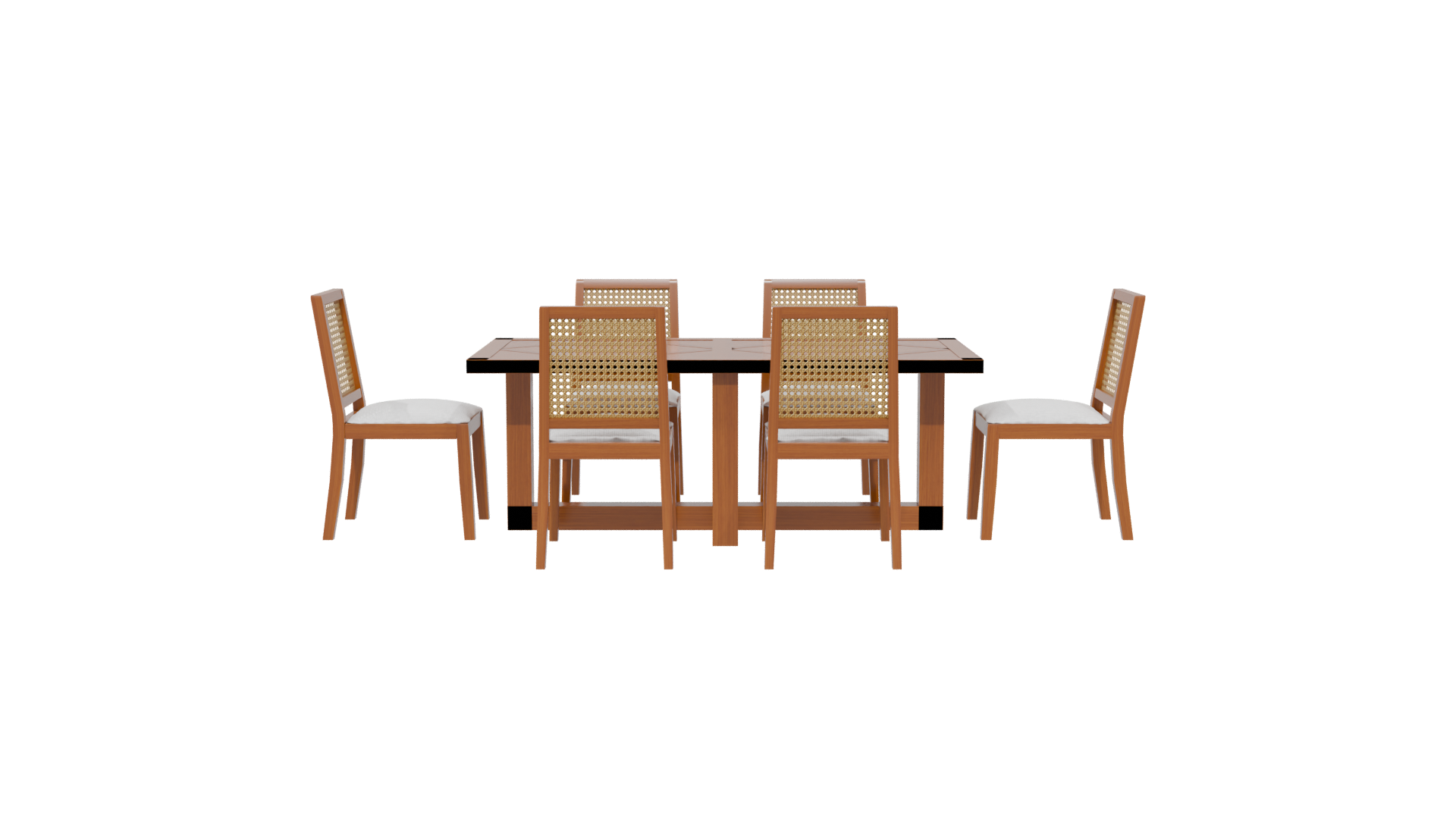 Stylish Wooden Dining Table Set - Professional 3D Model Render 5