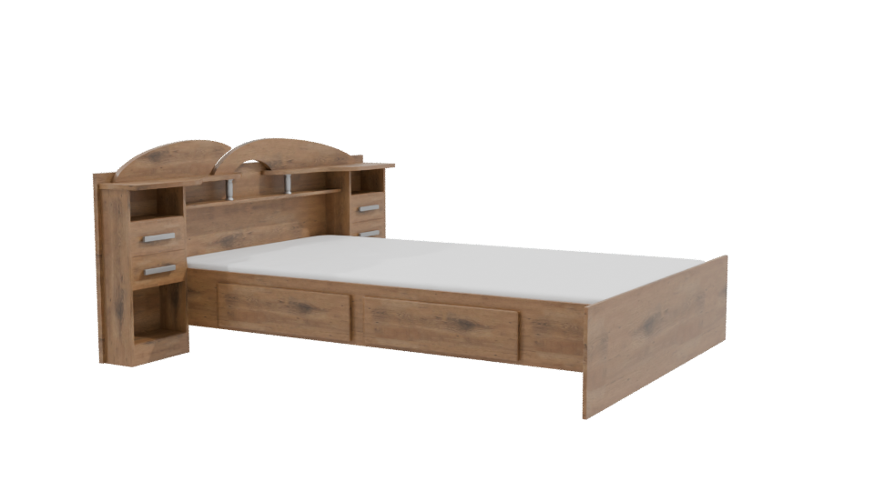 Stylish Wooden Bed with Nightstands 3D Model - Professional 3D Model Render 9