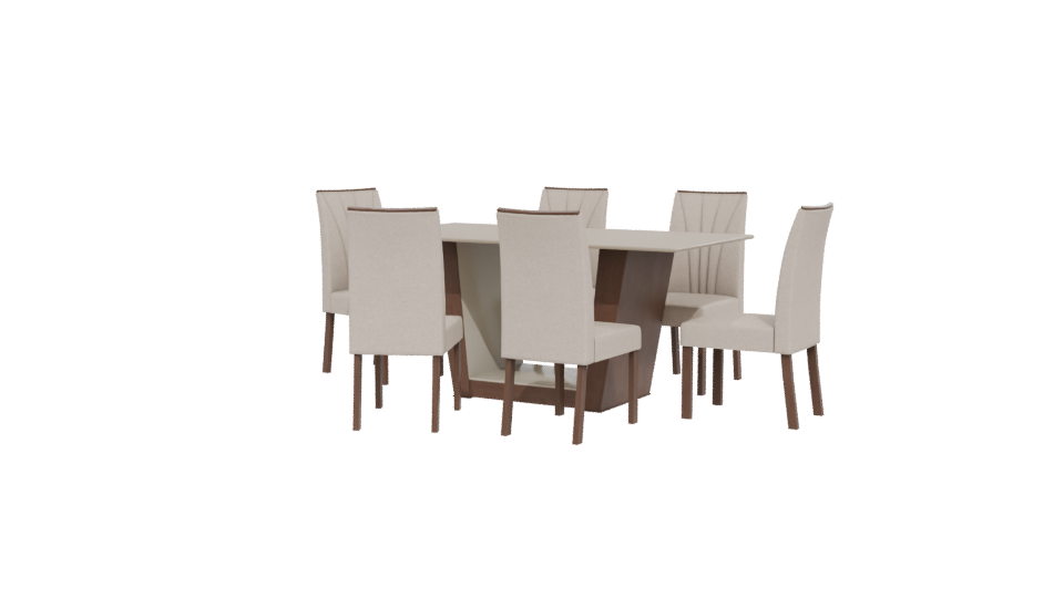 Elegant Rectangular Dining Table Set 3D Model - Professional 3D Model Render 12