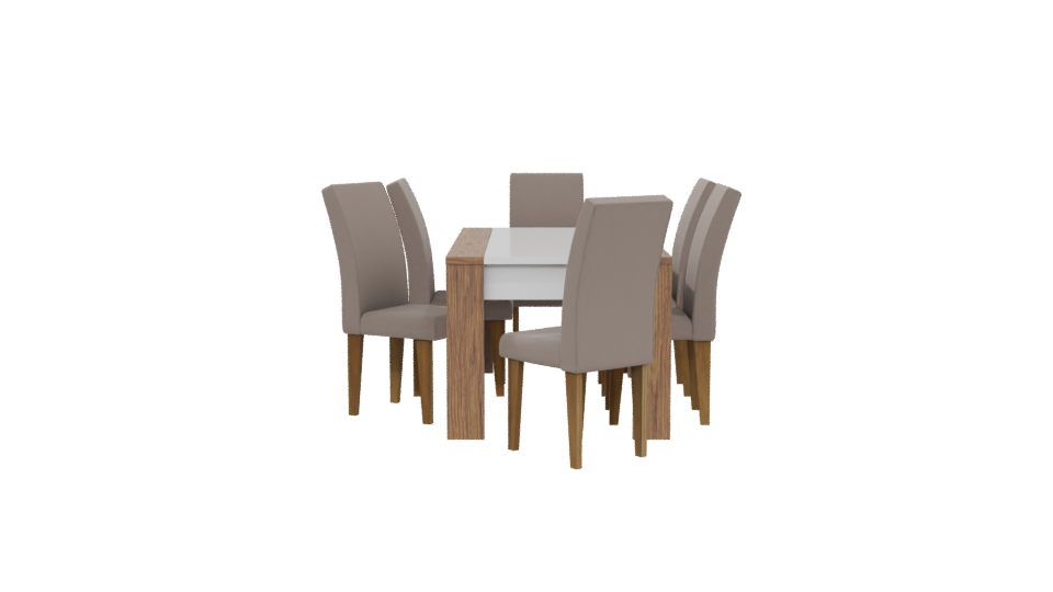 Stylish Wooden Dining Table Set - Professional 3D Model Render 5