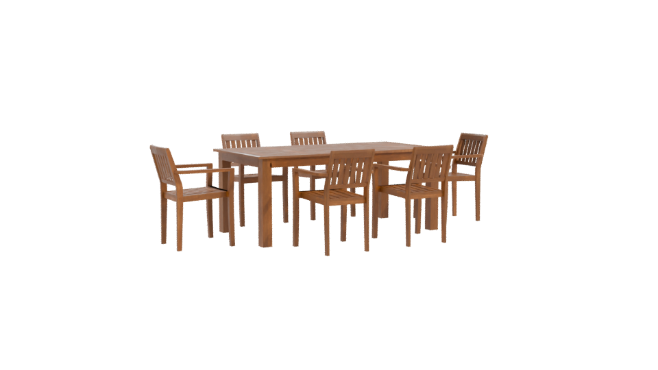 Elegant Wooden Outdoor Dining Set 3D Model - Professional 3D Model Render 10