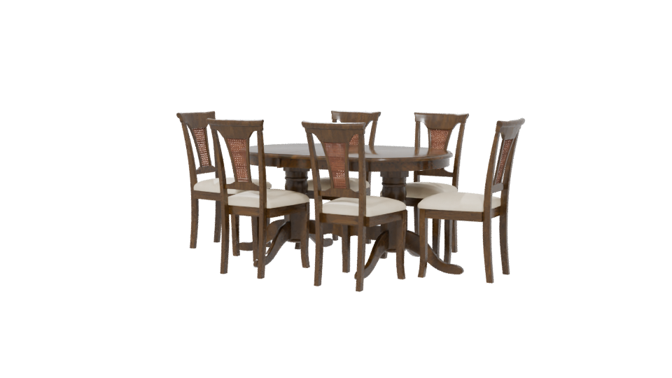 Elegant Wooden Dining Table Set 3D Model - Professional 3D Model Render 6