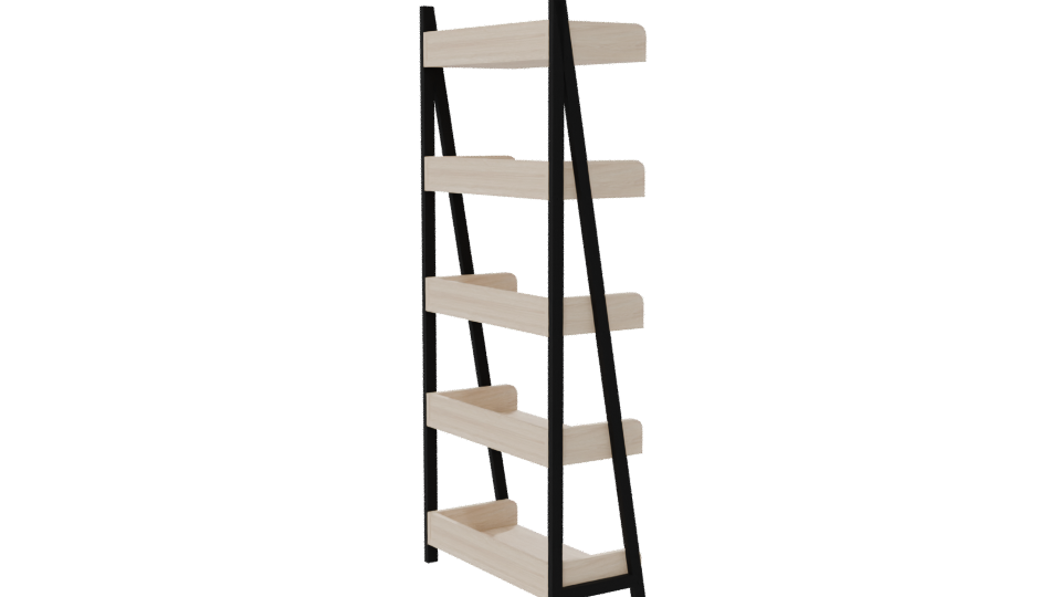 Minimalist Wooden Bookshelf Model - Professional 3D Model Render 7