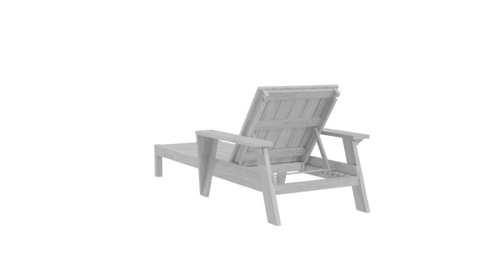 Stylish Outdoor Wooden Lounge Chair 3D Model - Professional 3D Model Render 4