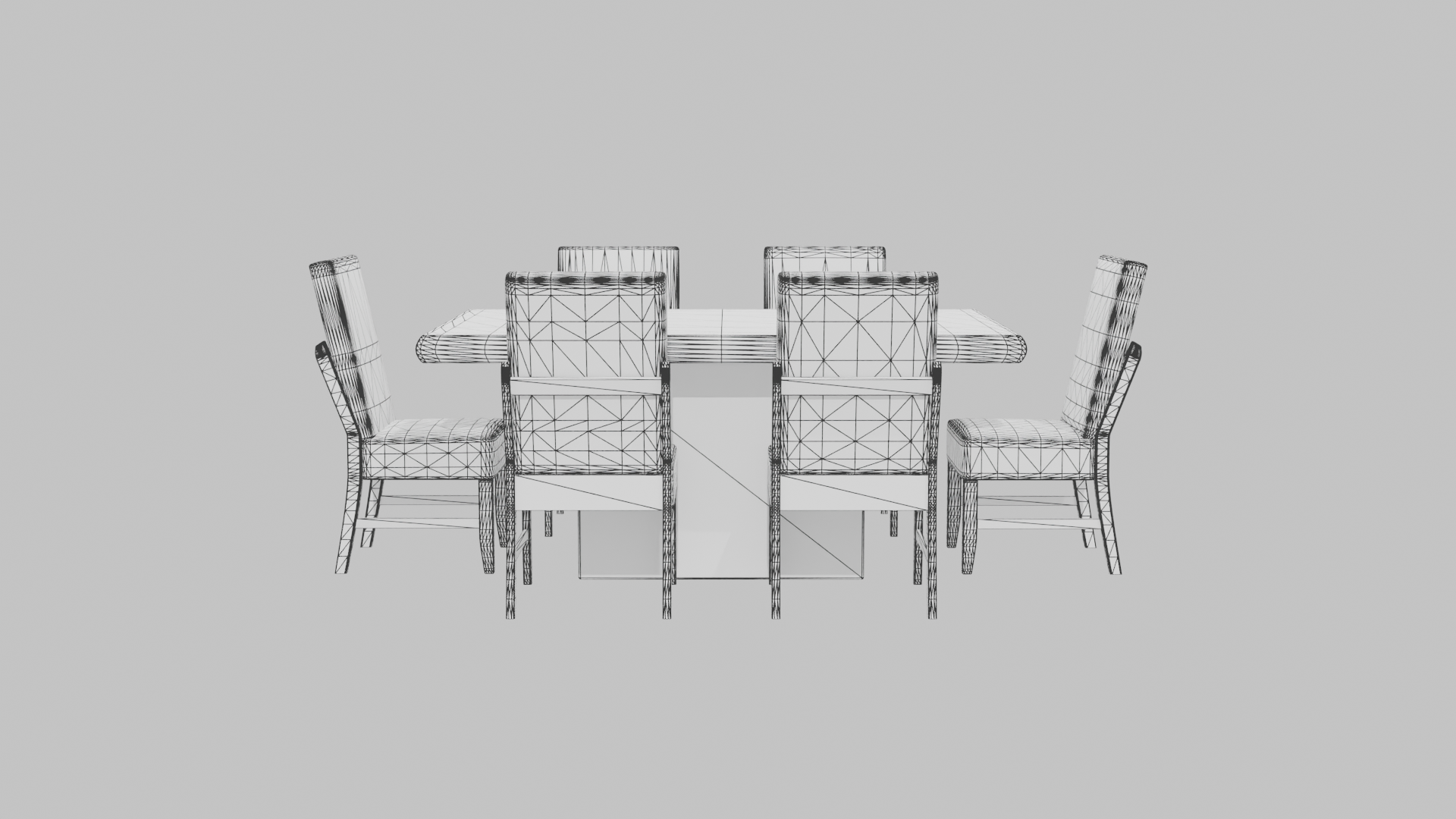 Stylish Wooden Dining Table Set - Professional 3D Model Render 8