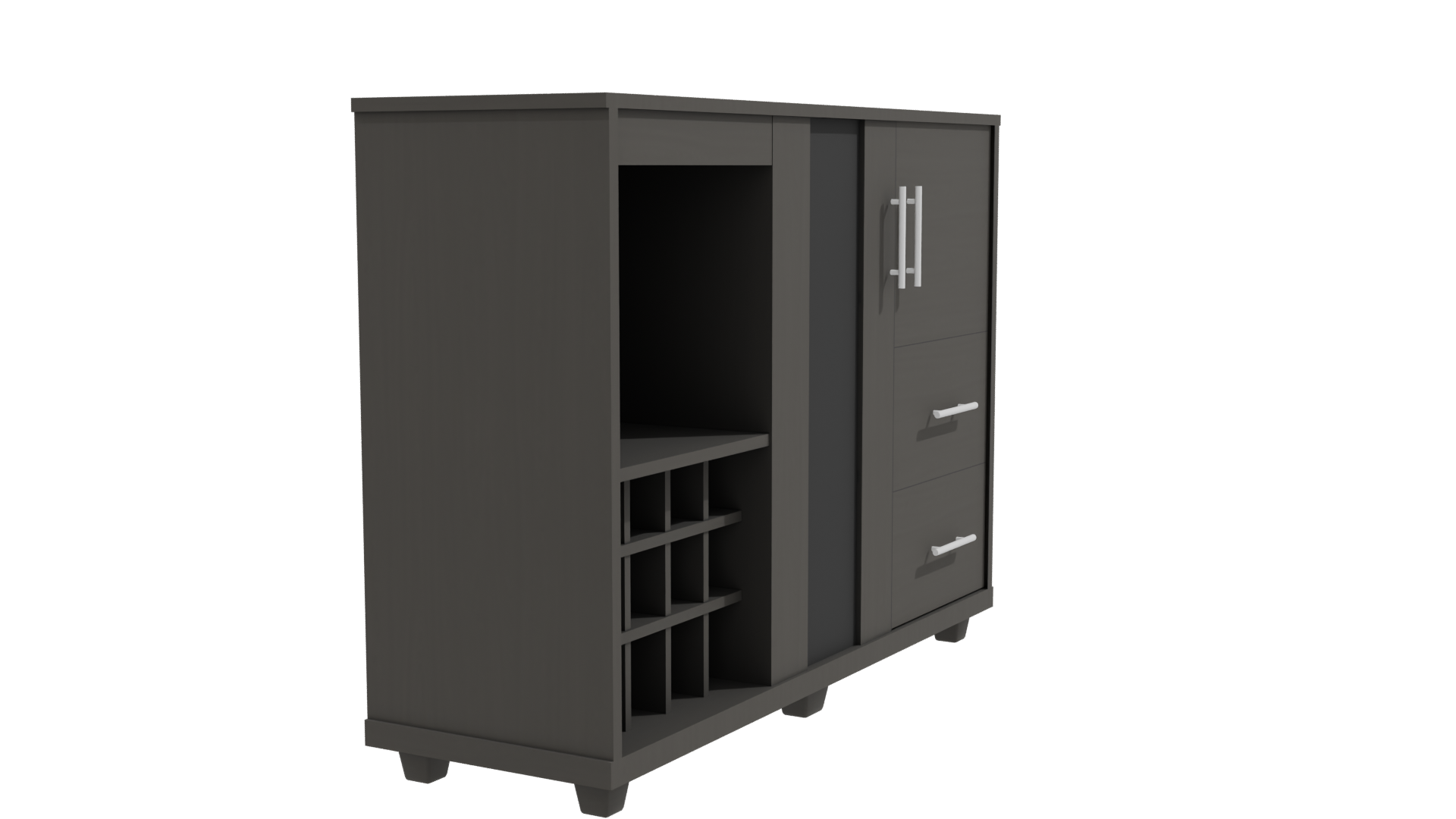 Contemporary Wooden Cabinet with Glass Doors 3D Model - Professional 3D Model Render 9