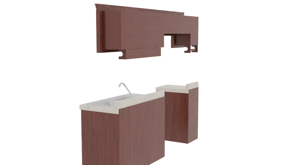 Stylish Kitchen Cabinet Set 3D - Professional 3D Model Render 3