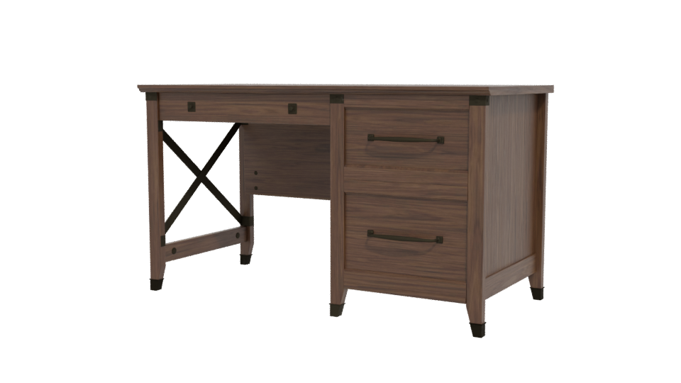 Elegant Wooden Office Desk 3D - Professional 3D Model Render 12