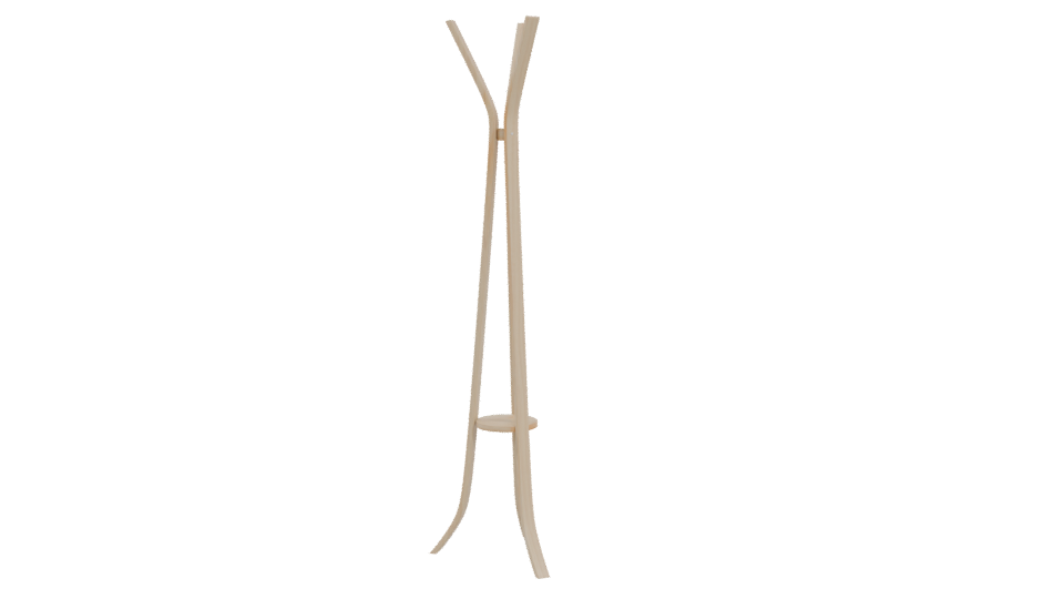 Minimalist Wooden Coat Rack 3D Model - Professional 3D Model Render 4