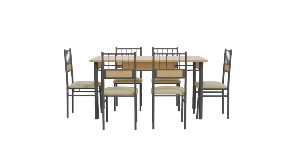 Stylish Wooden Dining Table Set - Professional 3D Model Render 11
