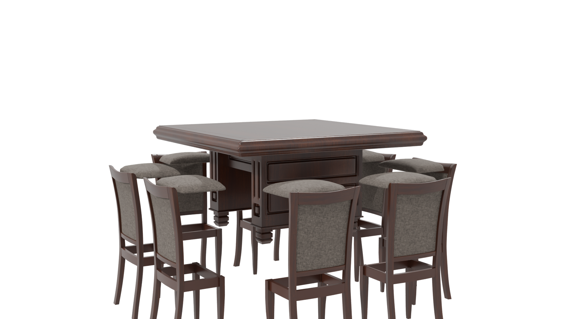 Elegant Wooden Dining Set 3D - Professional 3D Model Render 7