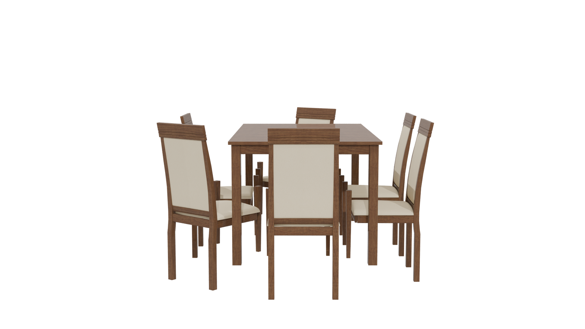 Elegant Wooden Dining Table Set 3D Model - Professional 3D Model Render 14