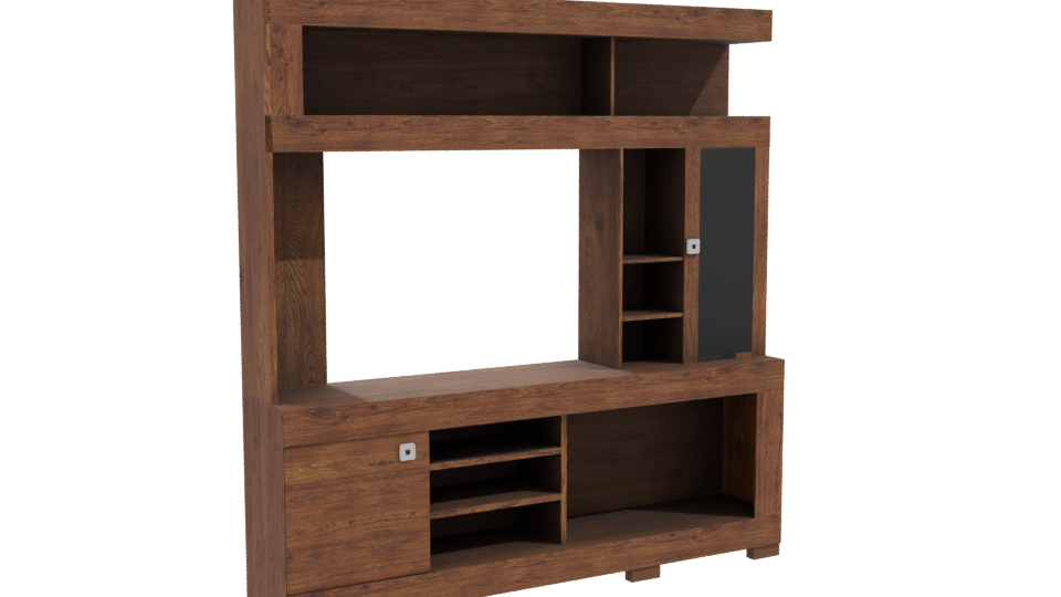 Contemporary Wooden Media Console - Professional 3D Model Render 10