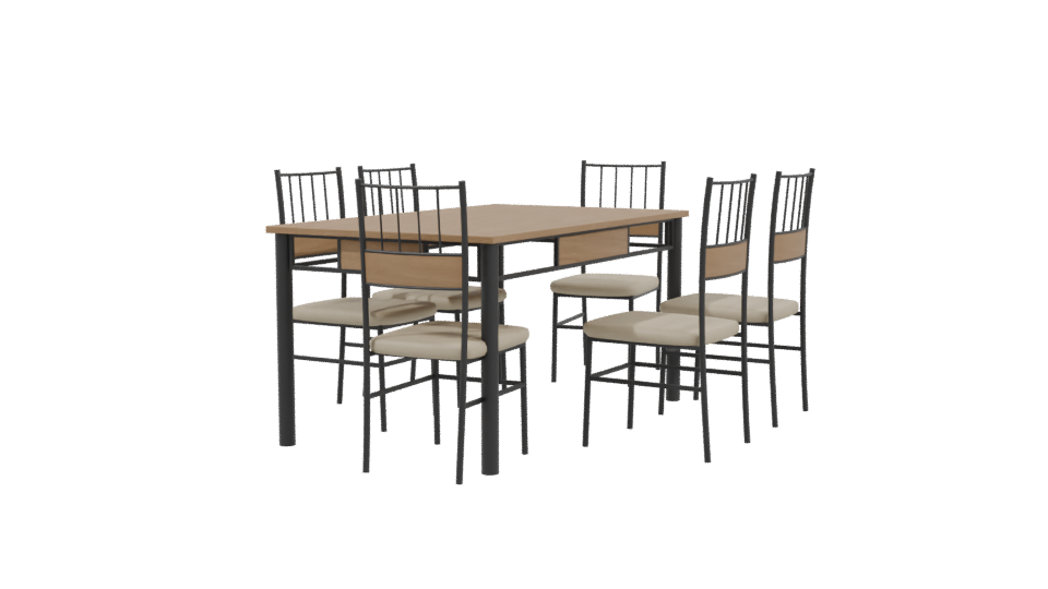 Stylish Modern Dining Table Set 3D Model - Professional 3D Model Render 3