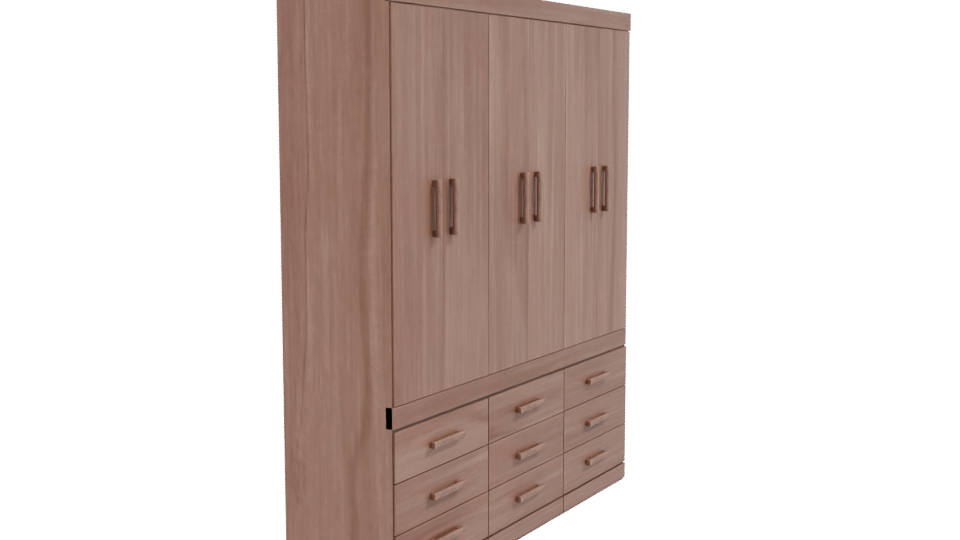 Stylish Wooden Wardrobe Model - Professional 3D Model Render 9