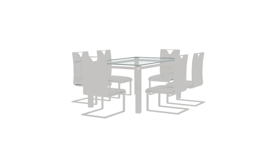 Elegant Glass Dining Table Set - Professional 3D Model Render 9