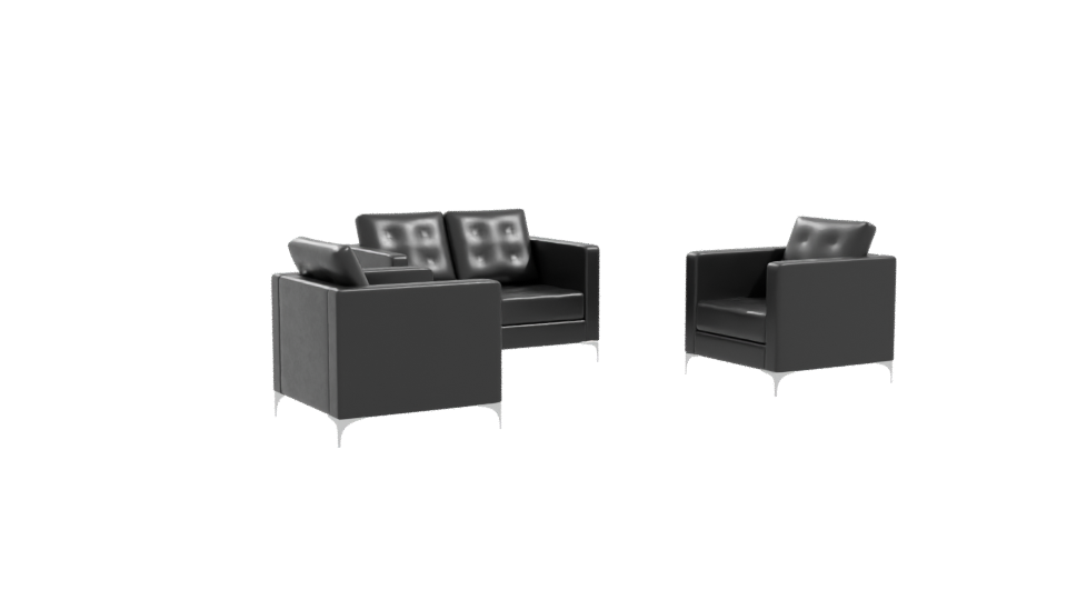 Contemporary Black Fabric Sofa Set 3D Model - Professional 3D Model Render 10