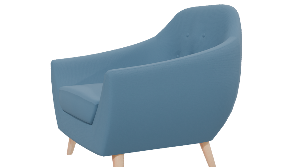 Stylish Blue Accent Chair 3D - Professional 3D Model Render 13