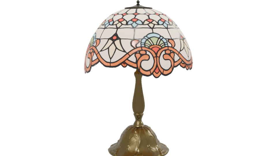 Vintage Stained Glass Table Lamp - Professional 3D Model Render 13