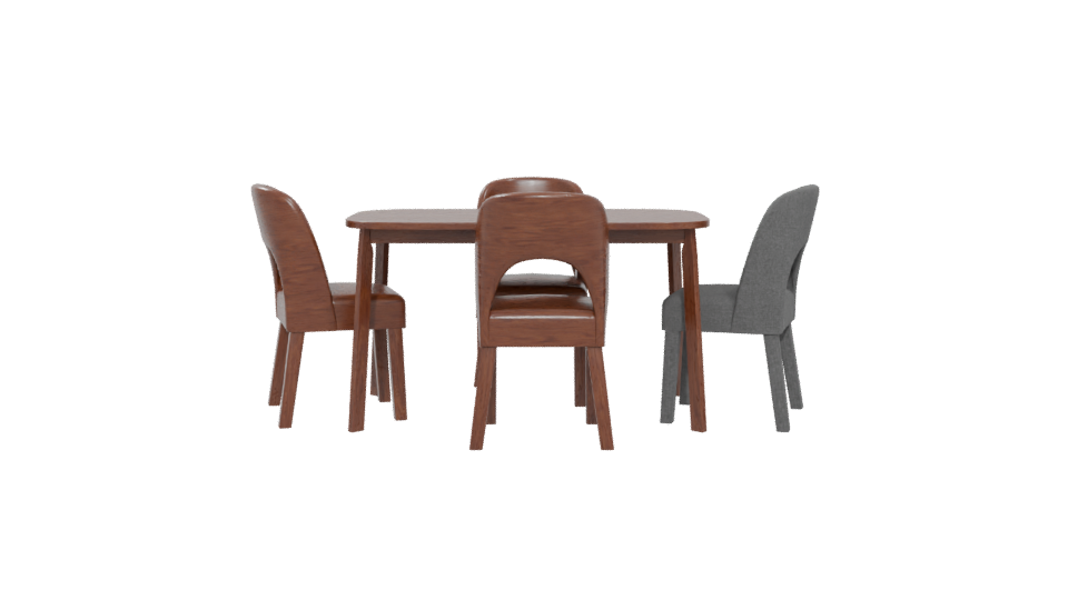 Stylish Wooden Dining Table Set - Professional 3D Model Render 5