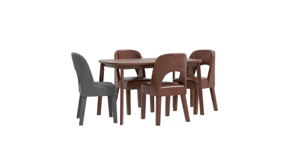 Stylish Wooden Dining Table Set - Professional 3D Model Render 10