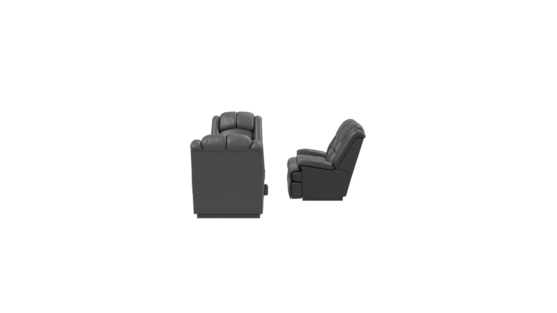 Elegant Black Leather Sofa Set 3D Model - Professional 3D Model Render 2