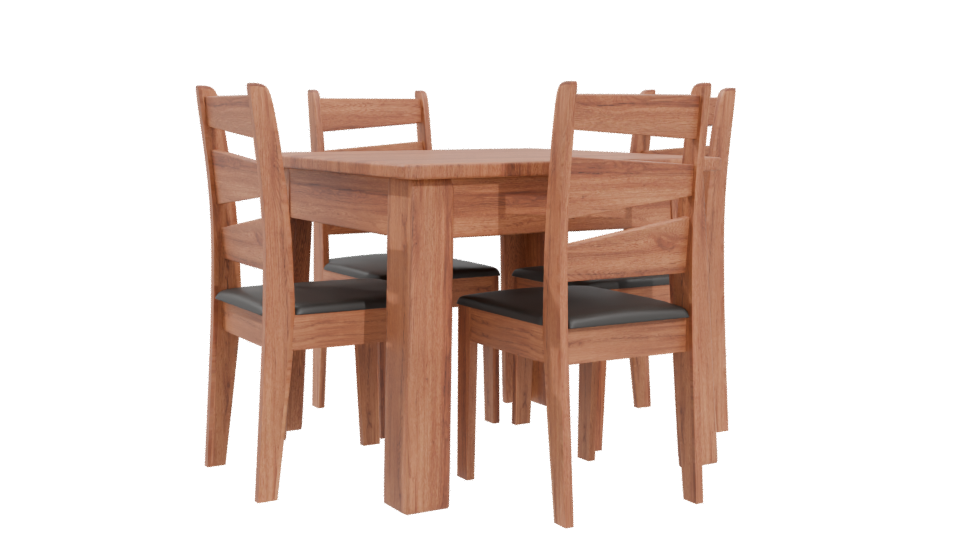 Stylish Wooden Dining Table Set 3D Model - Professional 3D Model Render 4