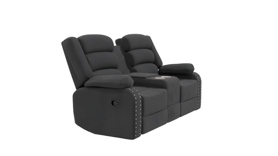 Reclining Black Love Seat 3D - Professional 3D Model Render 9