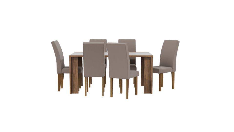 Stylish Wooden Dining Table Set - Professional 3D Model Render 2