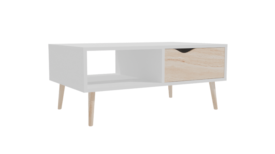 Modern White Oak Coffee Table 3D - Professional 3D Model Render 10