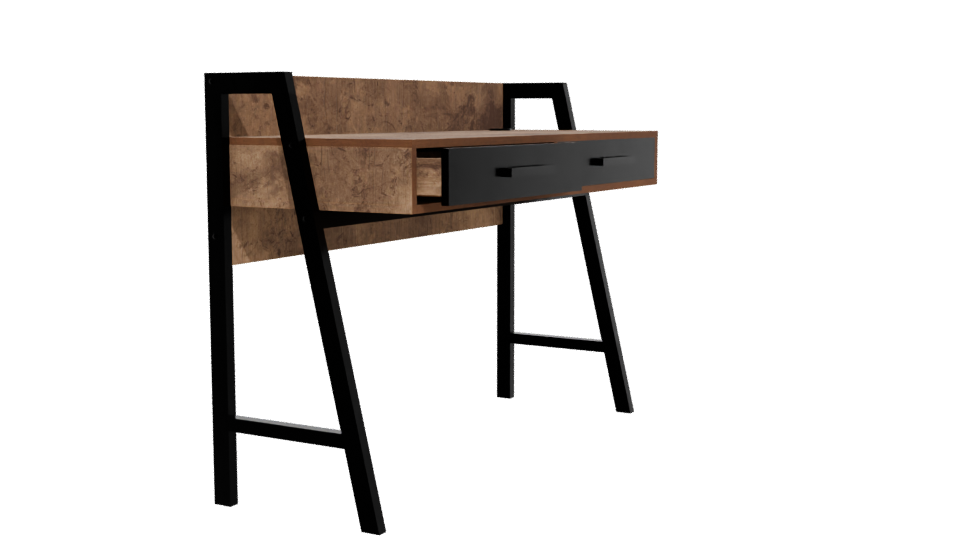 Stylish Industrial Wooden Desk Model - Professional 3D Model Render 12