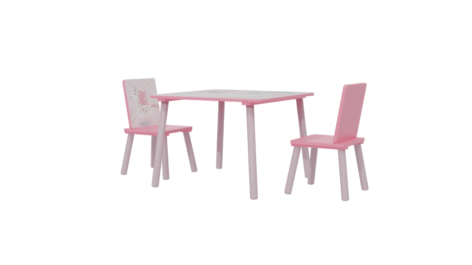 Charming Kids' Table and Chair Set 3D Model - Professional 3D Model Render 6