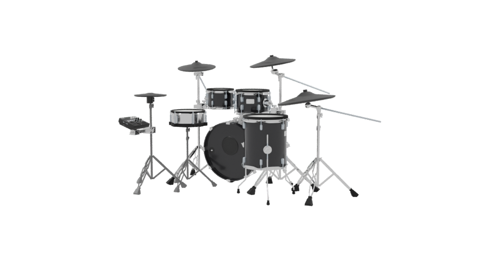 Realistic Black Drum Set 3D - Professional 3D Model Render 9