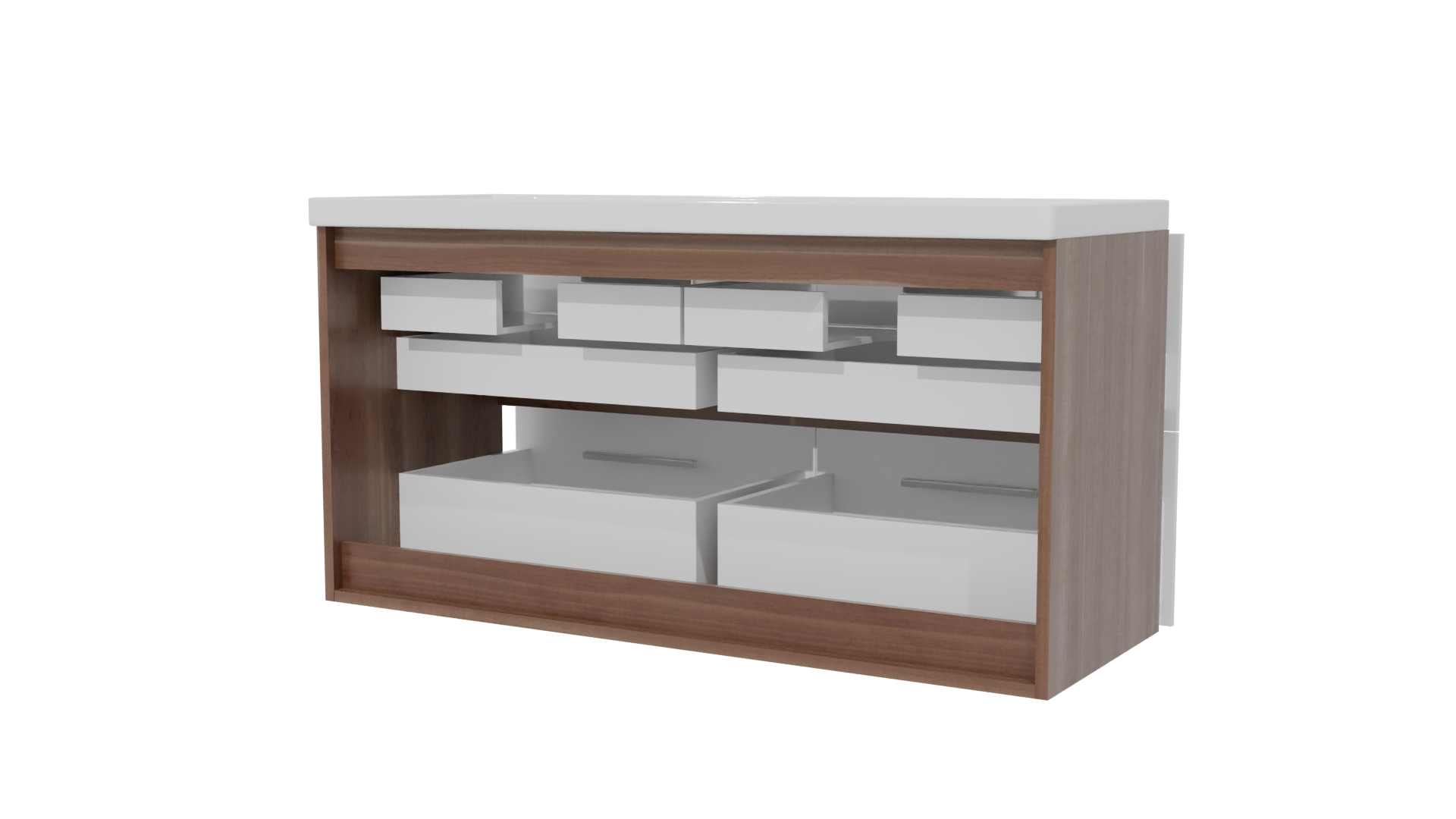 Contemporary Double Sink Vanity Model - Professional 3D Model Render 6