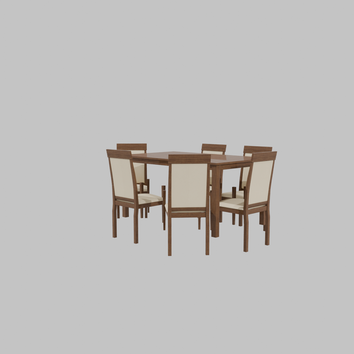Elegant Wooden Dining Table Set 3D Model - Professional 3D Model Render 5