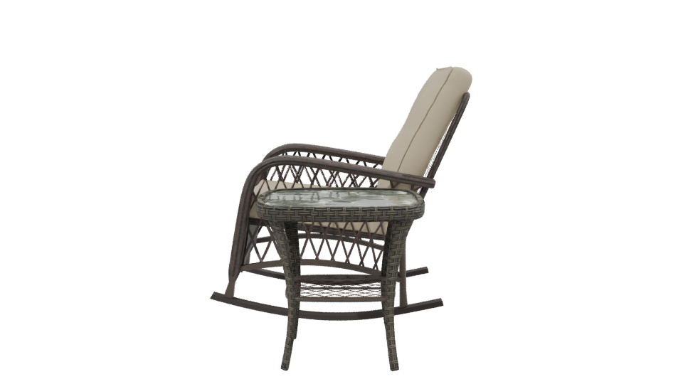 Contemporary Outdoor Lounge Chair and Accent Table 3D Model - Professional 3D Model Render 2