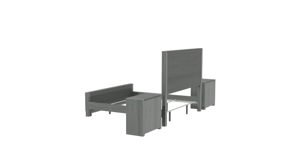 Stylish Bed with Nightstands 3D - Professional 3D Model Render 3