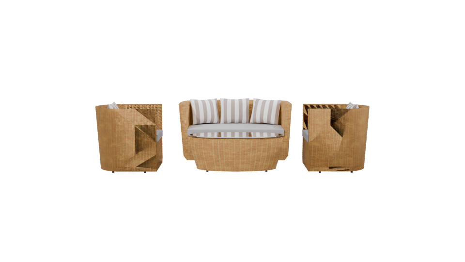 Stylish Outdoor Seating Arrangement - Professional 3D Model Render 2
