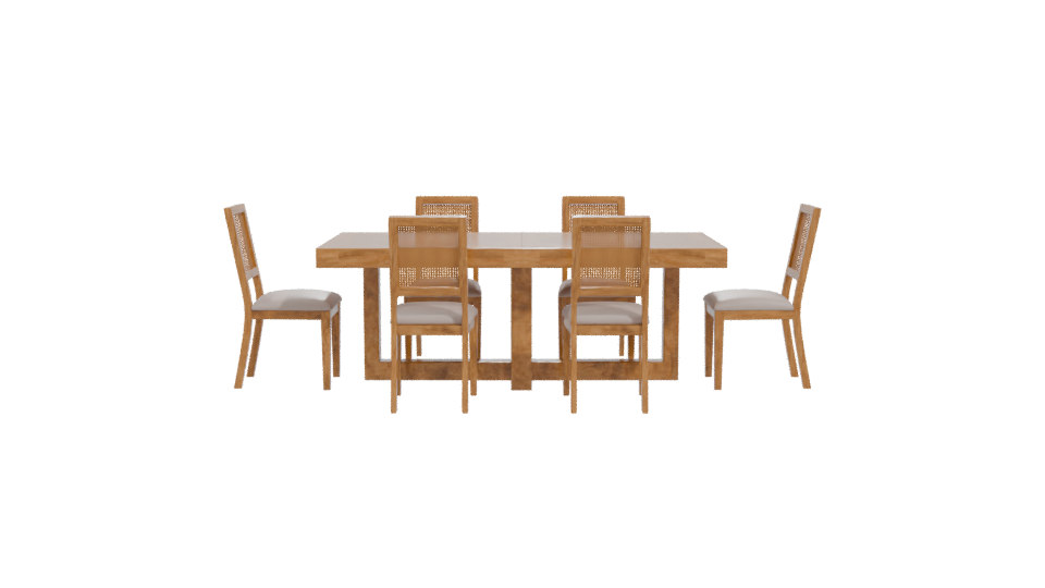 Stylish Wooden Dining Set 3D - Professional 3D Model Render 11