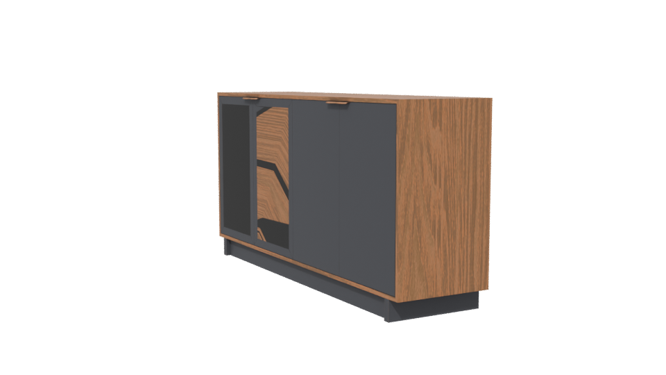 Contemporary Glass-Front Wooden Cabinet 3D Model - Professional 3D Model Render 13