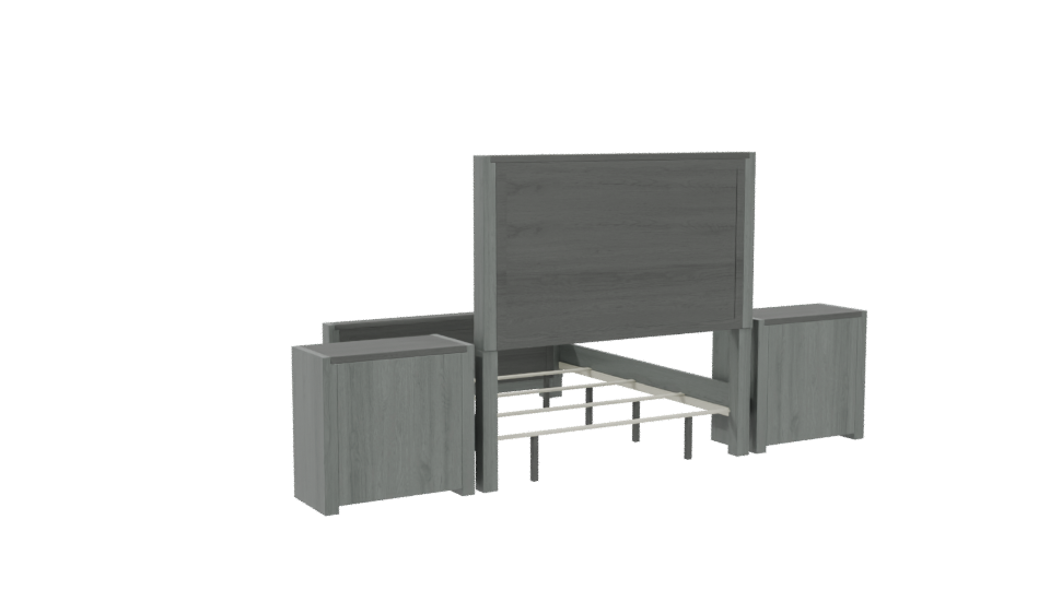 Stylish Modern Upholstered Bed Frame with Nightstands - Professional 3D Model Render 4