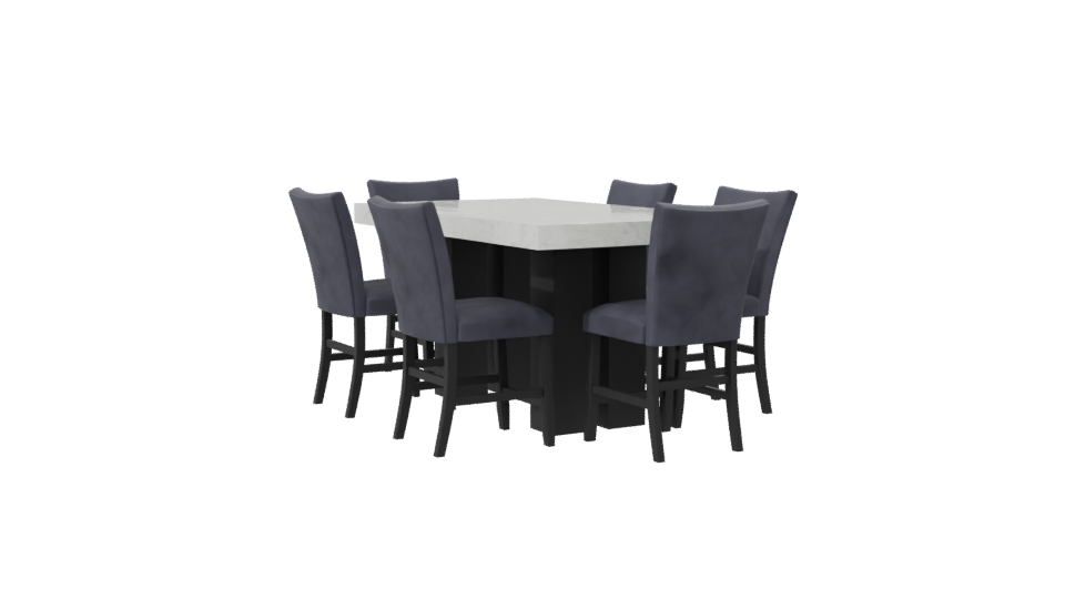 Elegant Rectangular Dining Table Set - Professional 3D Model Render 7