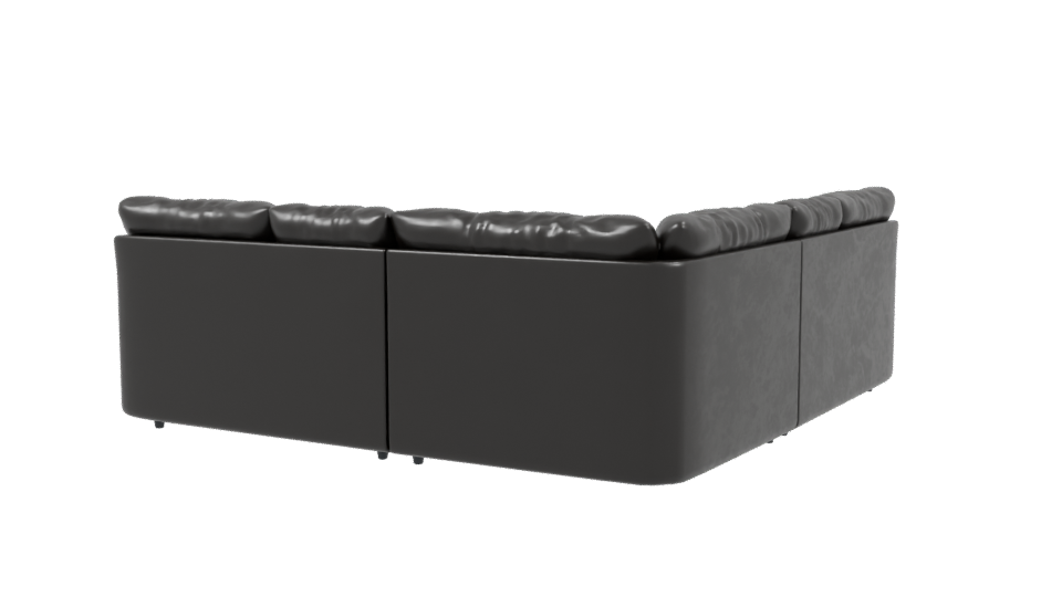 Elegant Black Sectional Sofa 3D - Professional 3D Model Render 3
