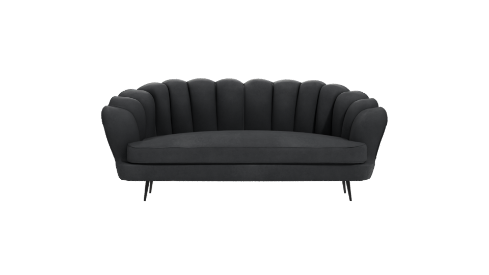 Chic Black Velvet Sofa Model - Professional 3D Model Render 11