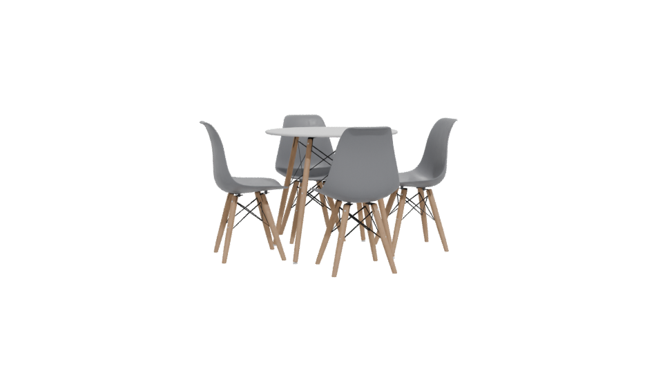 Modern Round Table and Chairs Set - Professional 3D Model Render 12