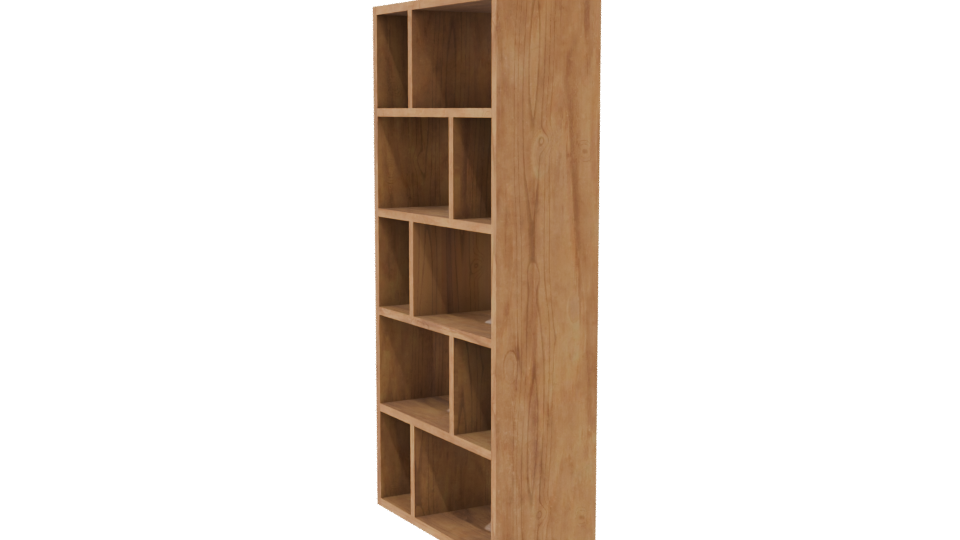 Contemporary Wooden Bookshelf Model - Professional 3D Model Render 7