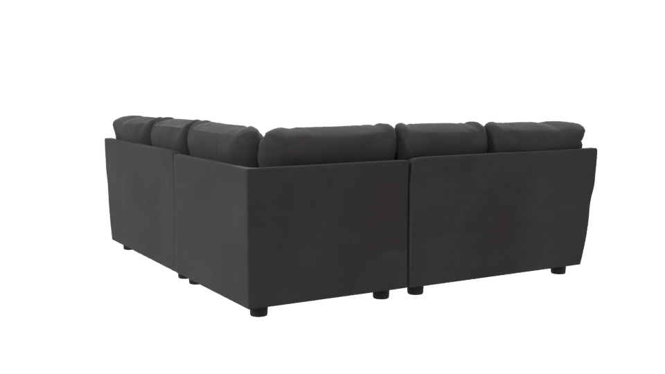 Contemporary Black Leather Sectional Sofa 3D Model - Professional 3D Model Render 7
