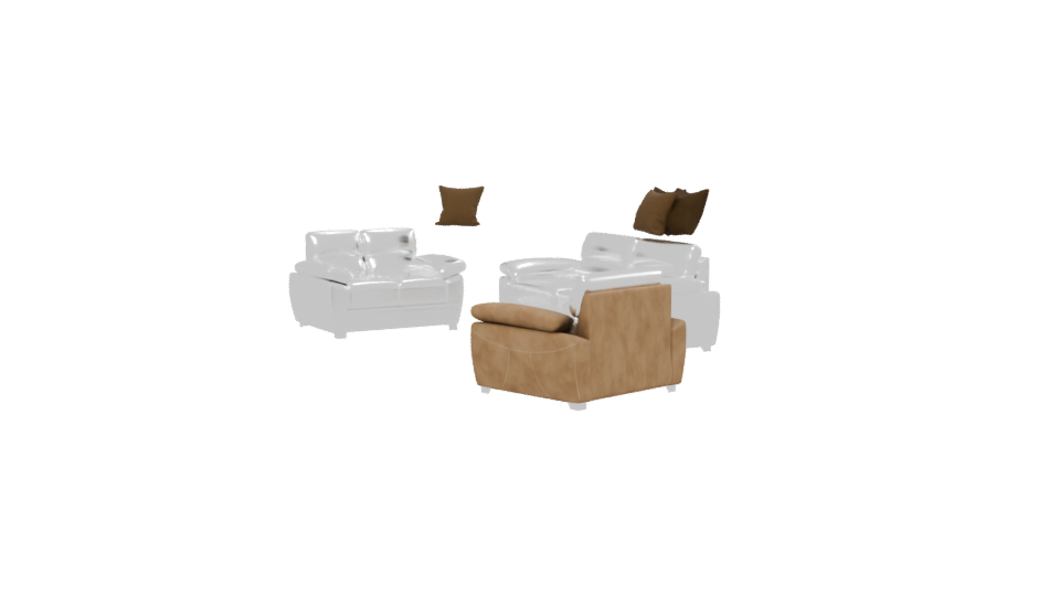 Stylish Brown Leather Sofa Set - Professional 3D Model Render 13