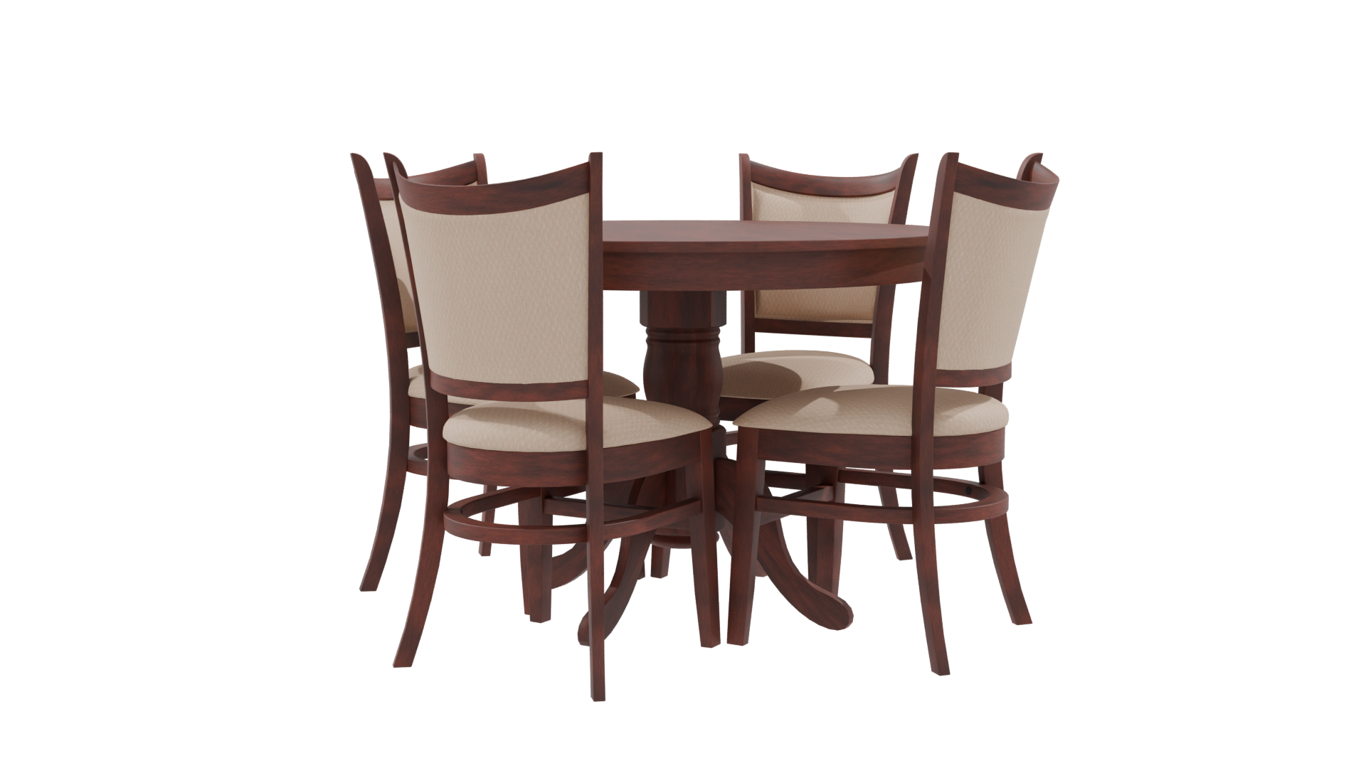 Elegant Round Dining Table Set - Professional 3D Model Render 9